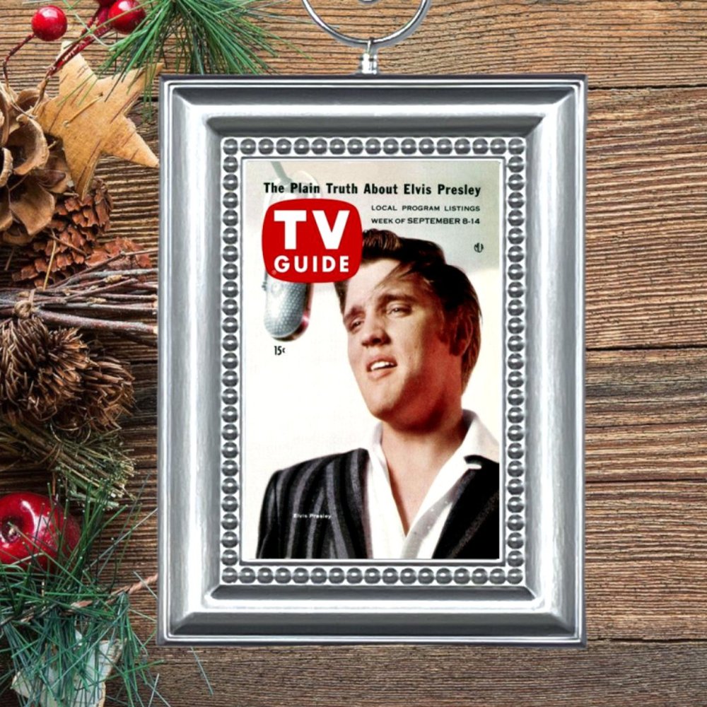 Elvis Presley TV Guide Retro Nostalgic Christmas Tree Ornament